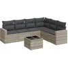 Image de vidaXL - 7-delige - Loungeset - met - kussens - poly - rattan - lichtgrijs