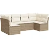 Image de vidaXL - 6-delige - Loungeset - met - kussens - poly - rattan - beige
