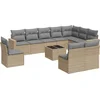 Image de vidaXL - 11-delige - Tuinset - met - kussens - poly - rattan - beige