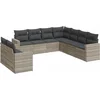 Image de vidaXL - 9-delige - Loungeset - met - kussens - poly - rattan - lichtgrijs