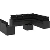 Image de vidaXL - 10-delige - Loungeset - met - kussens - poly - rattan - zwart