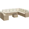 Image de vidaXL - 11-delige - Tuinset - met - kussens - poly - rattan - beige