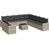 Image de vidaXL - 12-delige - Loungeset - met - kussens - poly - rattan - lichtgrijs