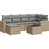 Image de vidaXL - 7-delige - Loungeset - met - kussens - poly - rattan - beige