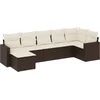 Image de vidaXL - 7-delige - Loungeset - met - kussens - poly - rattan - bruin