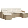 Image de vidaXL - 6-delige - Loungeset - met - kussens - poly - rattan - beige