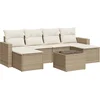 Image de vidaXL - 7-delige - Loungeset - met - kussens - poly - rattan - beige