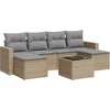 Image de vidaXL - 7-delige - Loungeset - met - kussens - poly - rattan - beige