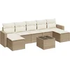 Image de vidaXL - 8-delige - Loungeset - met - kussens - poly - rattan - beige