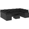 Image de vidaXL - 10-delige - Loungeset - met - kussens - poly - rattan - zwart