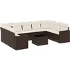Image de vidaXL - 10-delige - Loungeset - met - kussens - poly - rattan - bruin