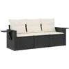 Image de vidaXL - 3-delige - Loungeset - met - kussens - poly - rattan - zwart