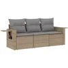Image de vidaXL - 3-delige - Loungeset - met - kussens - poly - rattan - beige