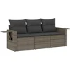 Image de vidaXL - 3-delige - Loungeset - met - kussens - poly - rattan - grijs