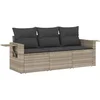 Image de vidaXL - 3-delige - Loungeset - met - kussens - poly - rattan - lichtgrijs