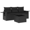 Image de vidaXL - 4-delige - Loungeset - met - kussens - poly - rattan - zwart