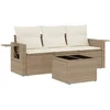 Image de vidaXL - 4-delige - Loungeset - met - kussens - poly - rattan - beige