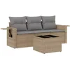 Image de vidaXL - 4-delige - Loungeset - met - kussens - poly - rattan - beige