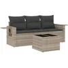 Image de vidaXL - 4-delige - Loungeset - met - kussens - poly - rattan - lichtgrijs