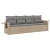 Image de vidaXL - 4-delige - Loungeset - met - kussens - poly - rattan - beige
