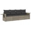 Image de vidaXL - 4-delige - Loungeset - met - kussens - poly - rattan - grijs
