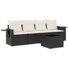 Image de vidaXL - 5-delige - Loungeset - met - kussens - poly - rattan - zwart