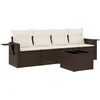 Image de vidaXL - 5-delige - Loungeset - met - kussens - poly - rattan - bruin
