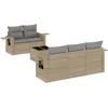 Image de vidaXL - 6-delige - Loungeset - met - kussens - poly - rattan - beige