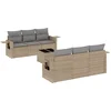 Image de vidaXL - 7-delige - Loungeset - met - kussens - poly - rattan - beige