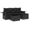 Image de vidaXL - 4-delige - Loungeset - met - kussens - poly - rattan - zwart