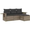 Image de vidaXL - 4-delige - Loungeset - met - kussens - poly - rattan - lichtgrijs