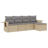 Image de vidaXL - 5-delige - Loungeset - met - kussens - poly - rattan - beige