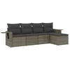 Image de vidaXL - 5-delige - Loungeset - met - kussens - poly - rattan - grijs