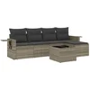 Image de vidaXL - 6-delige - Loungeset - met - kussens - poly - rattan - lichtgrijs