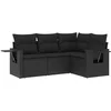 Image de vidaXL - 4-delige - Loungeset - met - kussens - poly - rattan - zwart