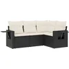 Image de vidaXL - 4-delige - Loungeset - met - kussens - poly - rattan - zwart