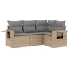 Image de vidaXL - 4-delige - Loungeset - met - kussens - poly - rattan - beige