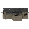 Image de vidaXL - 5-delige - Loungeset - met - kussens - poly - rattan - grijs