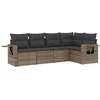 Image de vidaXL - 5-delige - Loungeset - met - kussens - poly - rattan - grijs