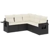 Image de vidaXL - 5-delige - Loungeset - met - kussens - poly - rattan - zwart