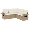 Image de vidaXL - 5-delige - Loungeset - met - kussens - poly - rattan - beige