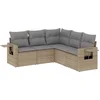Image de vidaXL - 5-delige - Loungeset - met - kussens - poly - rattan - beige