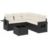 Image de vidaXL - 6-delige - Loungeset - met - kussens - poly - rattan - zwart