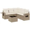 Image de vidaXL - 6-delige - Loungeset - met - kussens - poly - rattan - beige