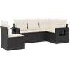 Image de vidaXL - 5-delige - Loungeset - met - kussens - poly - rattan - zwart