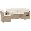 Image de vidaXL - 5-delige - Loungeset - met - kussens - poly - rattan - beige