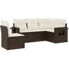 Image de vidaXL - 5-delige - Loungeset - met - kussens - poly - rattan - bruin