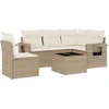 Image de vidaXL - 6-delige - Loungeset - met - kussens - poly - rattan - beige