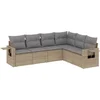 Image de vidaXL - 6-delige - Loungeset - met - kussens - poly - rattan - beige