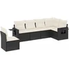 Image de vidaXL - 6-delige - Loungeset - met - kussens - poly - rattan - zwart